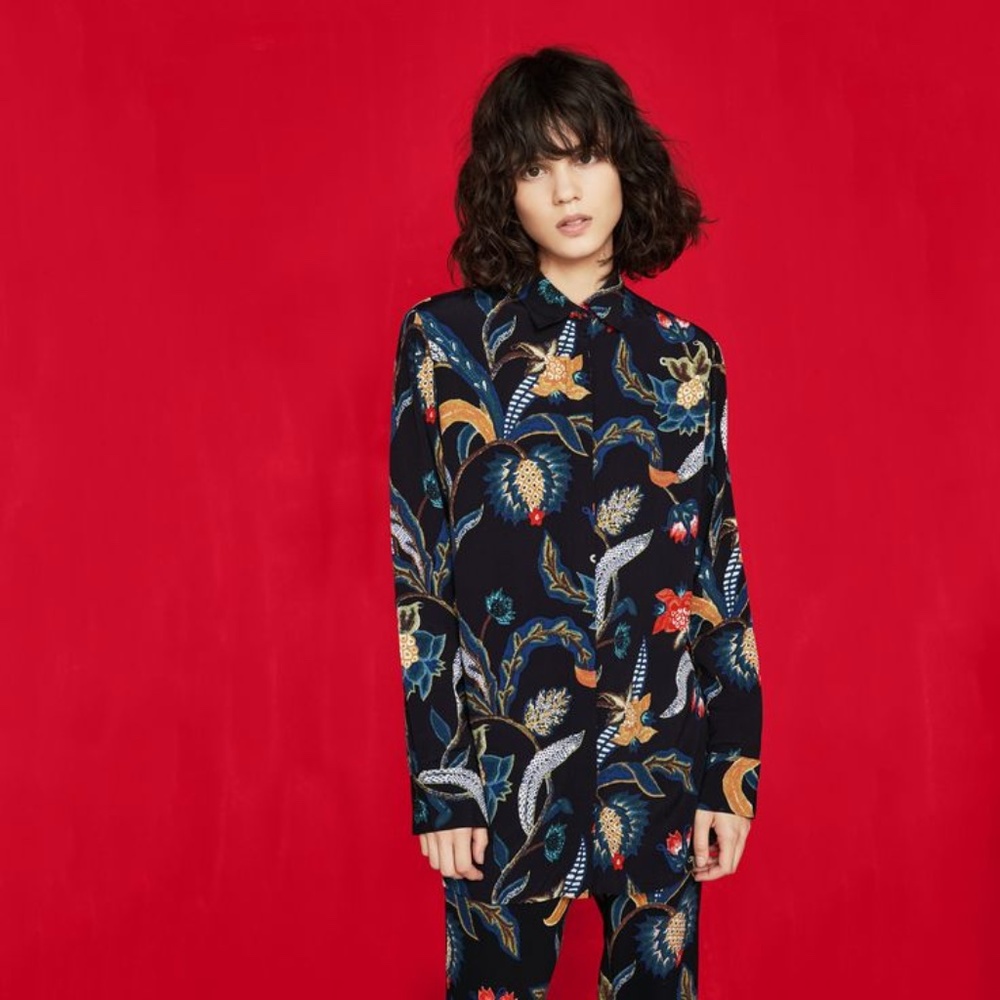 Maje citrus imprime shirt Sz 1=S